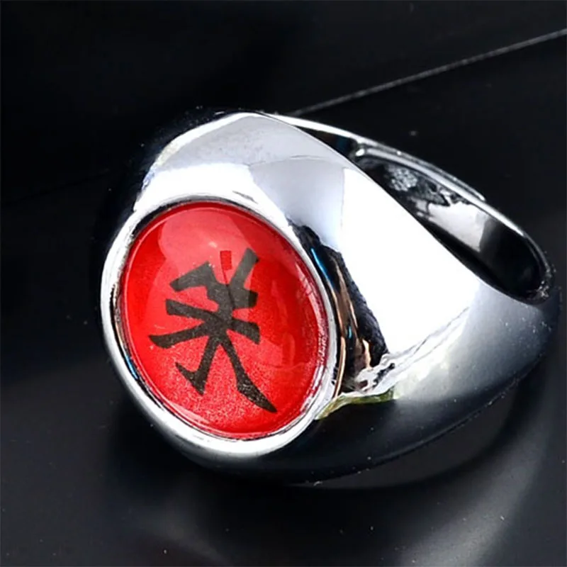 

latest stylish unisex anime naruto rings men zinc alloy women chinese word printing cartoon rings one size SP092