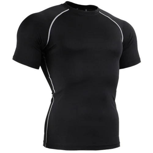 Новейшие футболки для фитнеса, бега с коротким рукавом, баскетбольные спортивные футболки для мужчин, мышцв, бодибилдинг спортивные компрессионные колготки, рубашка - Цвет: Бежевый