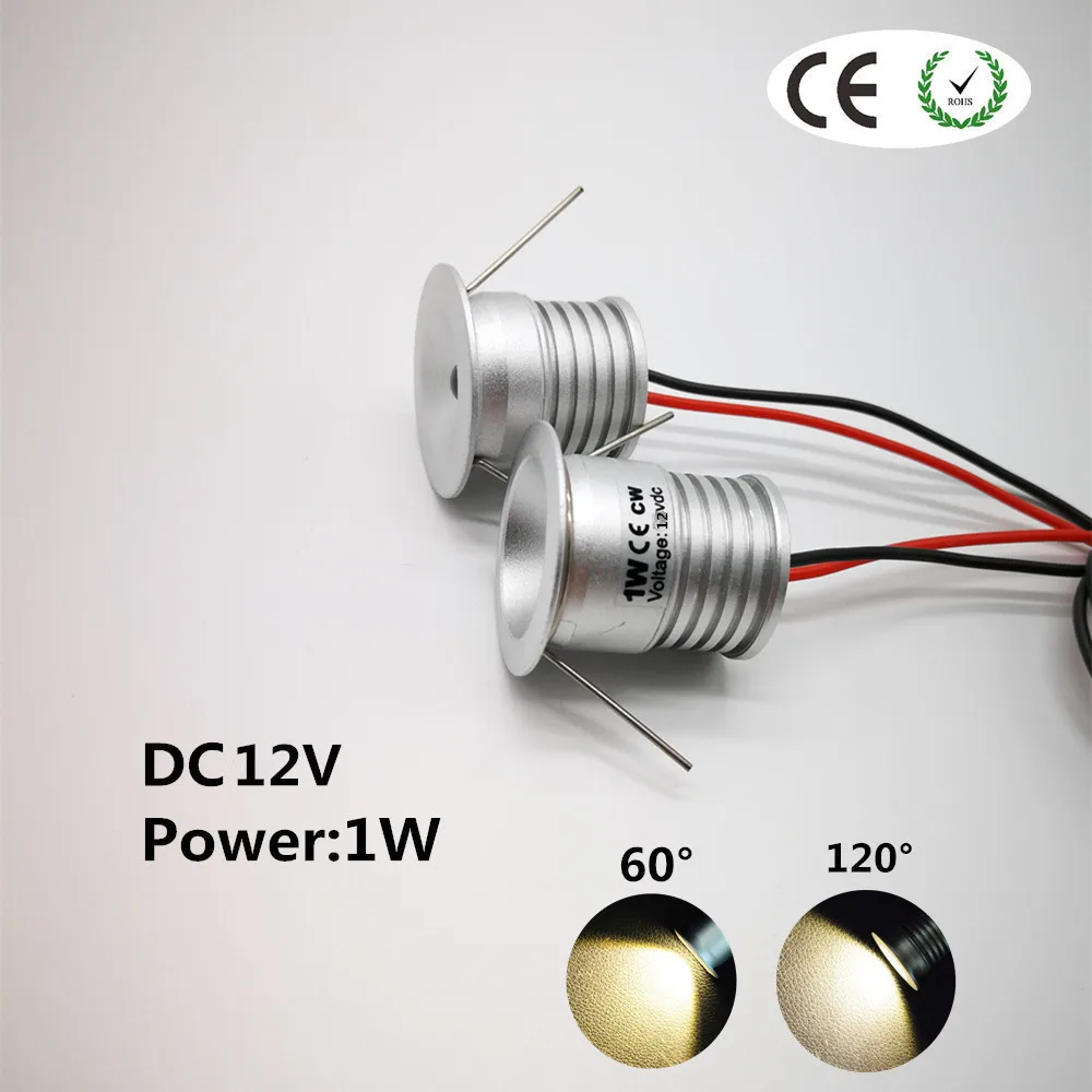 1W LED Home Decoration Spotlight 25mm Cutout Recessed Bedroom Spot Light DC12V Kitchen Lighting 60D/120D Wine Cabinet Lamp CE