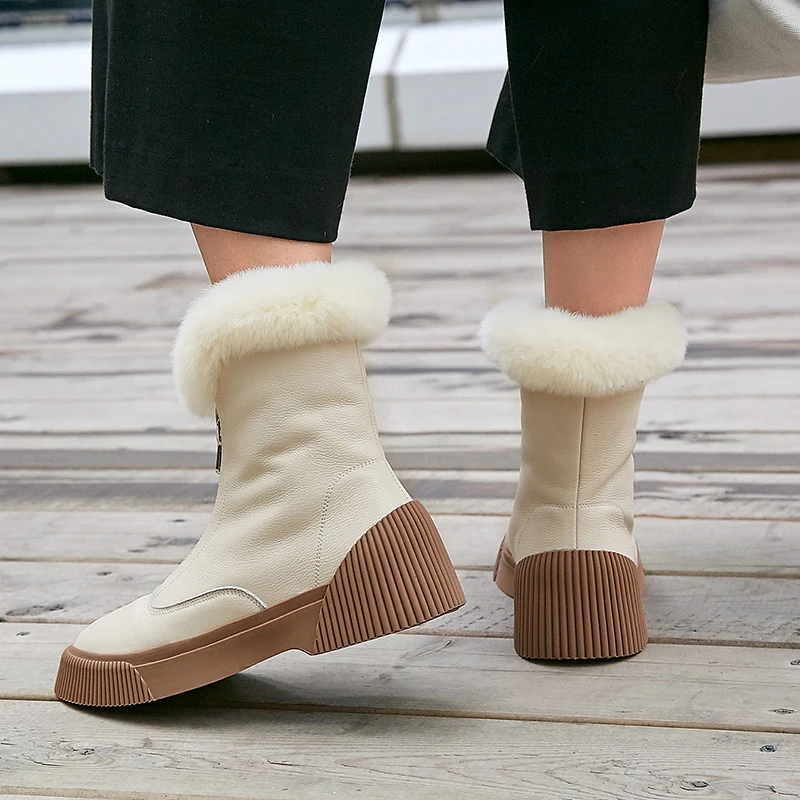 Модные женские зимние ботинки наивысшего качества женские ботинки из натуральной воловьей кожи натуральная теплая шерстяная зимняя обувь k211