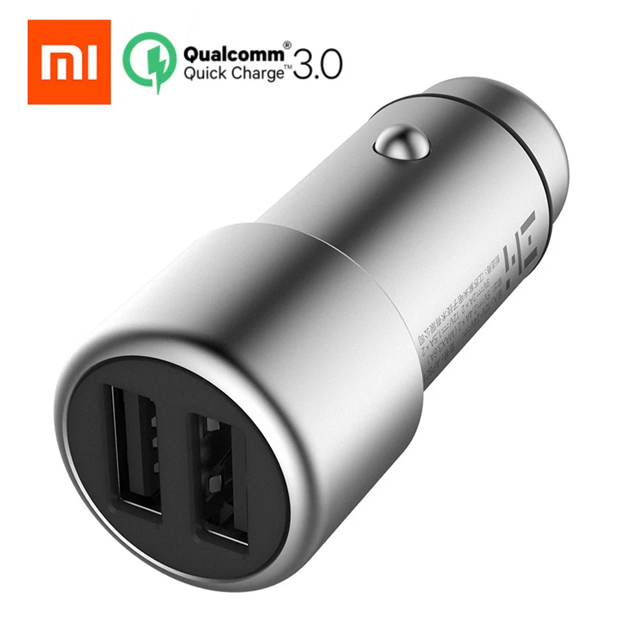 Оригинальное автомобильное зарядное устройство Xiaomi ZMI QC3.0 с двумя портами USB, зарядное устройство 5 В/2,4 А, 9 В/2 А, 12 В/1,5 А, для iPhone, Xiaomi, iPad, samsung