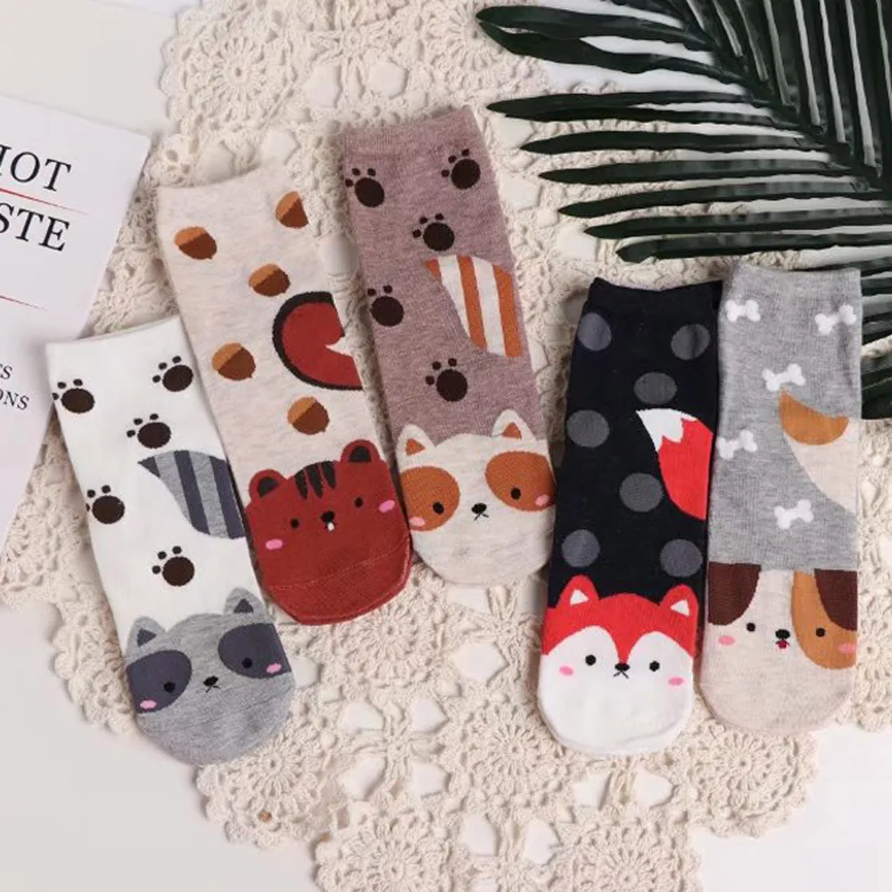 5 Colodrful One Pair Cartoon Animal Cute Cotton Socks New Women Socks Ladies Girls Cotton Autumn Warm Soft Casual Sox Short Sock 5 Colodrful One Pair Cartoon Animal Cute Cotton Socks New Women Socks Ladies Girls Cotton Autumn Warm Soft Casual Sox Short Sock