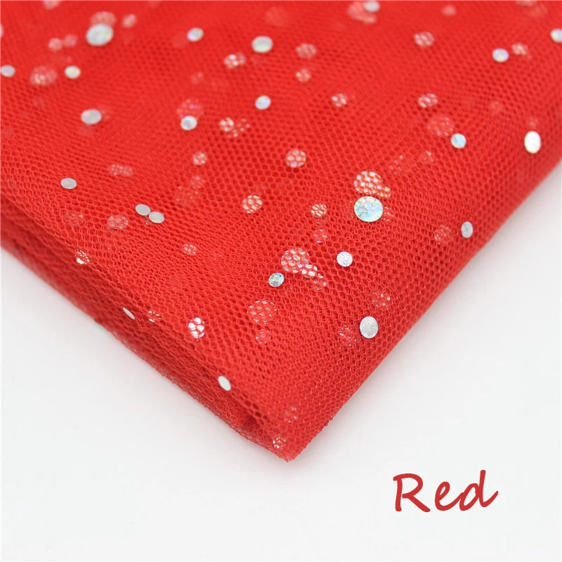 Блестящая ткань в горошек с блестками из органзы, лазерная ткань для рукоделия, для шитья метром шириной 150 см, Высококачественная сетчатая ткань, игрушки - Цвет: Red YD