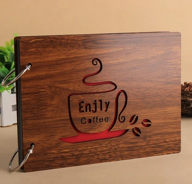 新 8 インチ木製 コーヒー カバーアルバム手作りルーズリーフ貼りフォトアルバムベビー 愛好家フォトアルバムスクラップブッキング誕生日ギフト Cover Album Photo Album Babyphoto Album Aliexpress