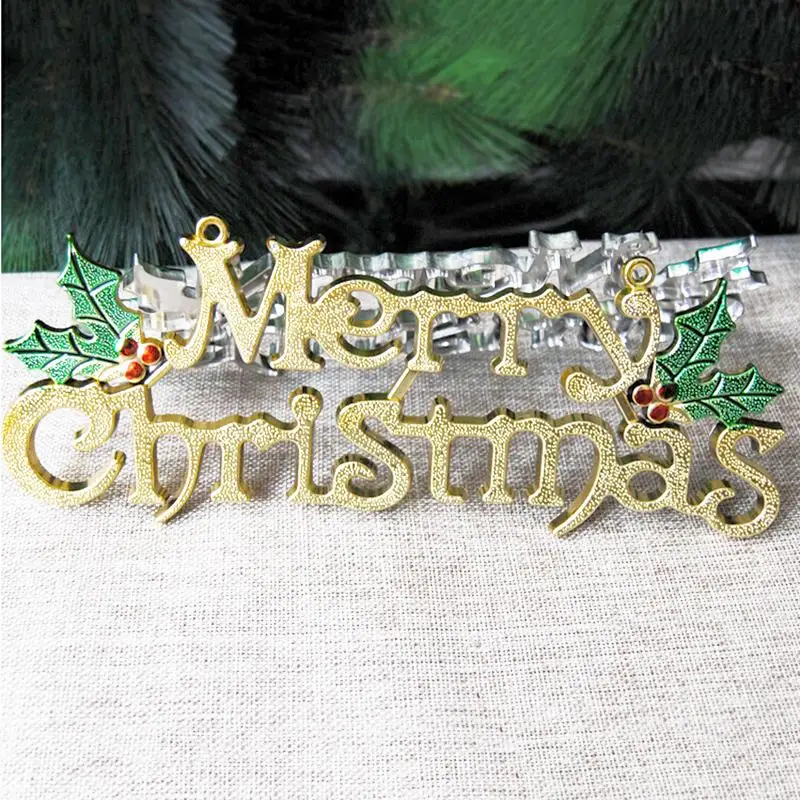 

DIY Christmas Tree Santa Claus Pendants Drop Chipboard Chips Tags Merry Christmas Letter Card Christmas Decoration