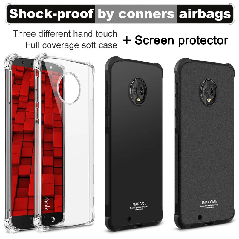 

IMAK sFor MOTO G6 Case Cover Silicone Shockproof Airbags Soft TPU Back Cover Case For Motorola Moto G6 Gift Screen Protector