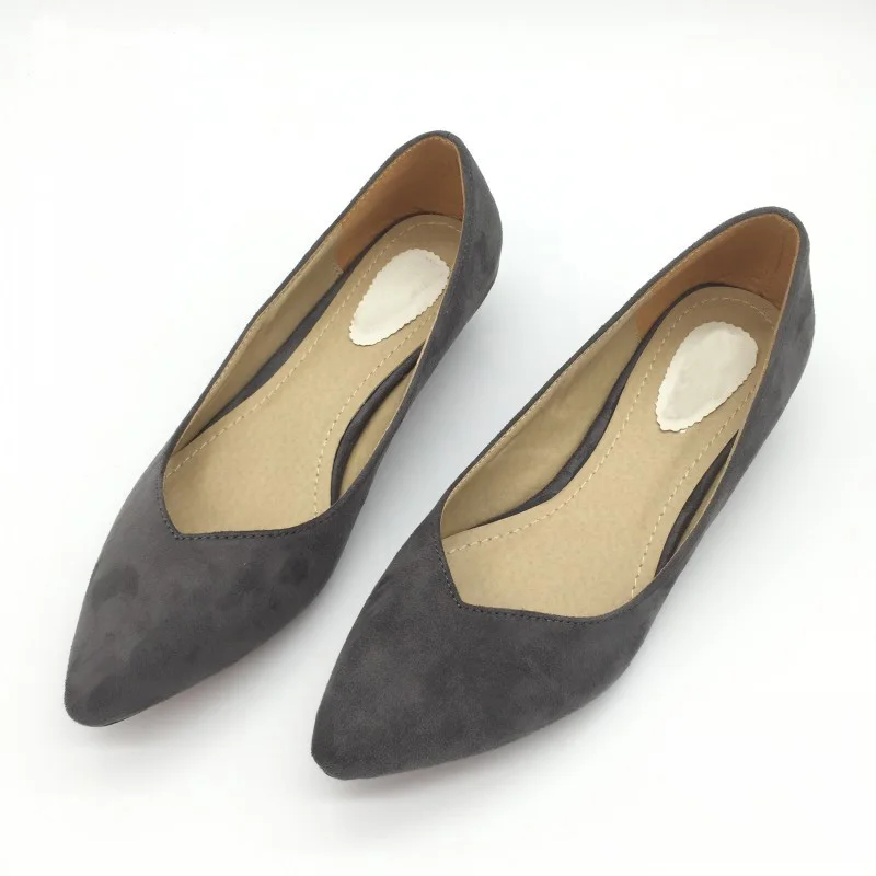 CEYANEAO/Модная брендовая обувь; женские туфли-лодочки из флока с острым носком без застежки; женские тонкие туфли на низком каблуке - Цвет: gray