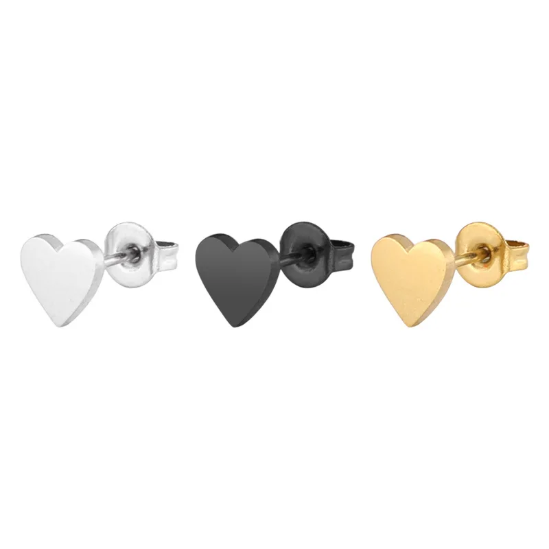 

fashion Titanium steel stainless steel gold silver color Love heart type Fine needle Simple earring for the man woman gift New