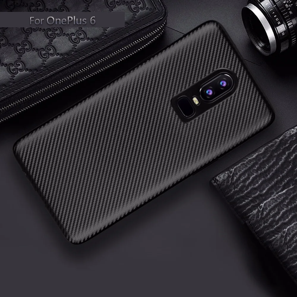Oneplus 6 Case High Quality Fashion Carbon Fiber Soft TPU Back Cover