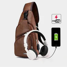 Мужская нагрудная сумка для модных мужчин Usb нагрудная сумка с качественной кожей Мужская Usb сумка через плечо Горячая Распродажа Usb мужские сумки