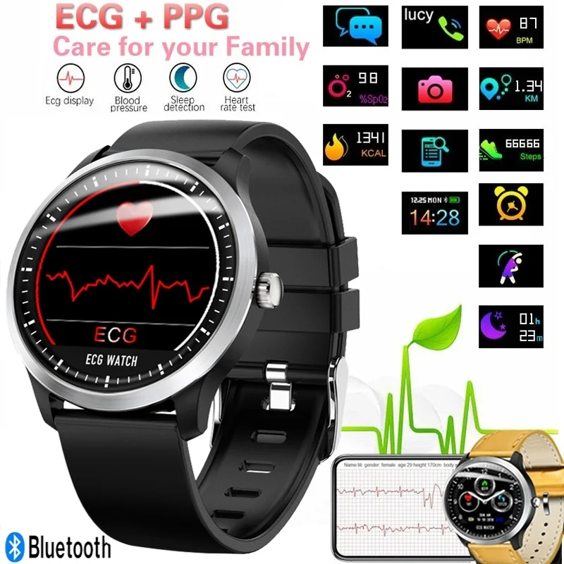 N58 ECG Смарт часы для мужчин дисплей монитор сердечного ритма сна 3D UI мульти спорт