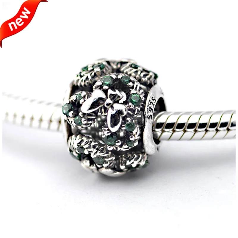 

DIY Beads for Jewelry Making Sterling-Silver-Jewelry Holiday Wreath Bead Charms Silver 925 Berloque Perles Women