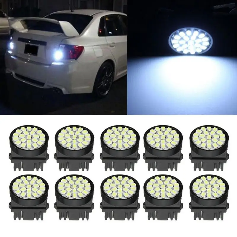 

10Pcs Car Light T25 3156/3157 1206SMD 22LED Car Brake Light White LED Tail Stop Turn Signal Lamp Bulbs Taillight