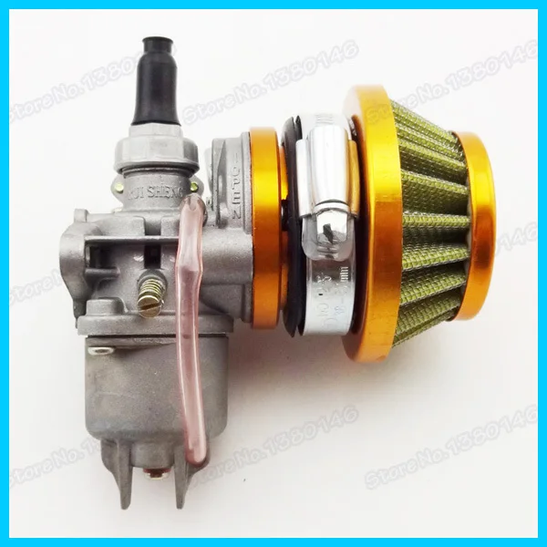 Carburetor Carb & Gold Air Filter Adapter Velocity Stack & 44mm Air Filter Cleaner 47cc 49cc ATV