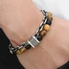 Trendsmax Beaded Bracelet for Men Natural Tiger Eye Stone Bracelets Women Stainless Steel Chain Wristband Male Jewelry DBM51 ► Photo 2/6