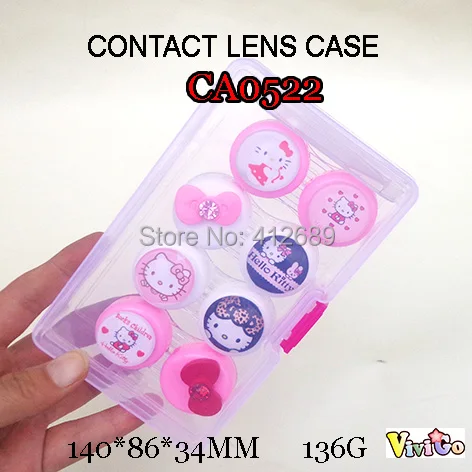 

contact lens case pink cat 4pairs cartoon dualbox with pp saving box CA0522