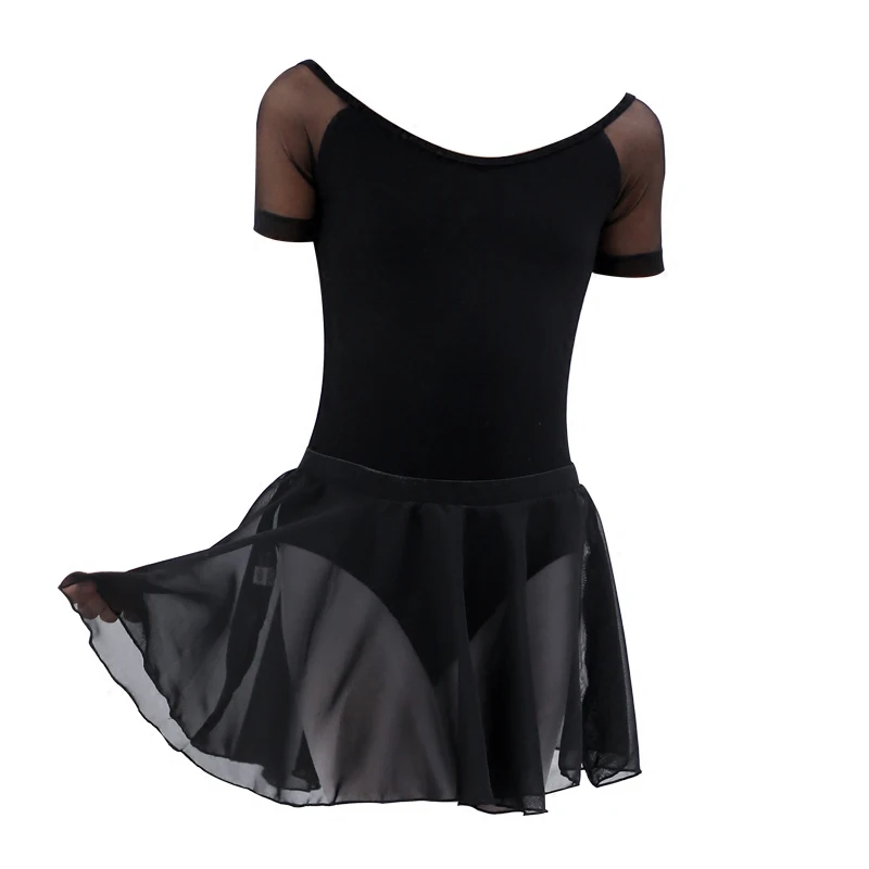 Балетное трико для девочек; танцевальное платье; Черная шифоновая юбка; детское Сетчатое трико; балетное трико для девочек