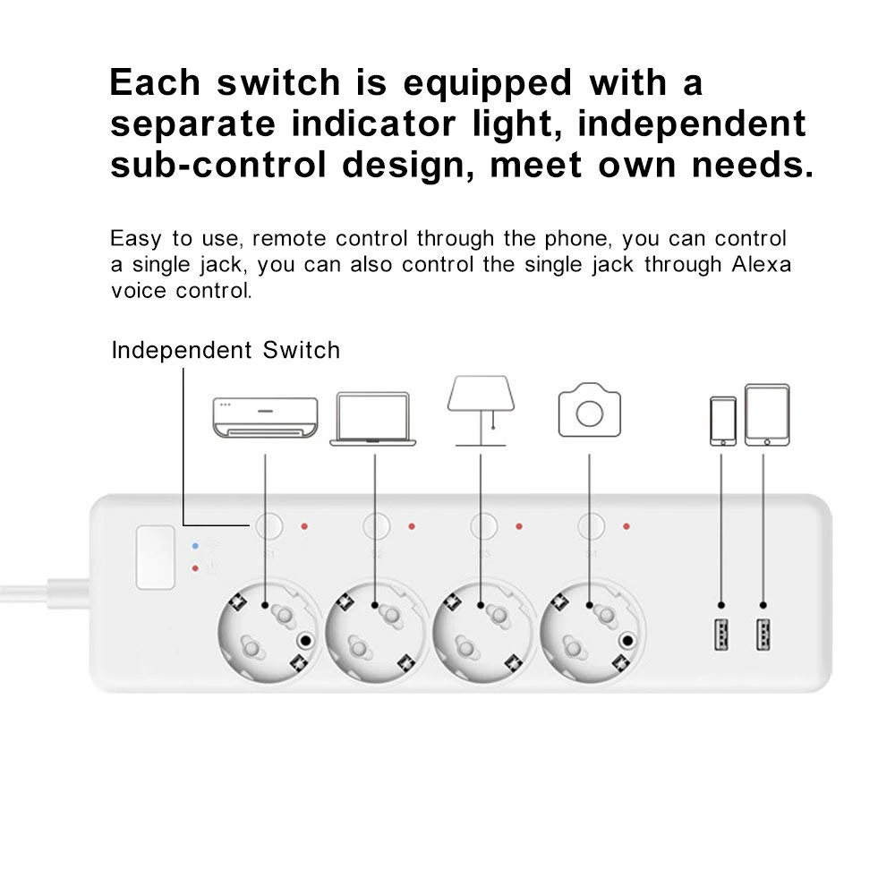 WiFi умная полоса питания интеллектуальная вилка электрическая USB розетка Беспроводной Таймер Пульт дистанционного управления для Google Home Alexa