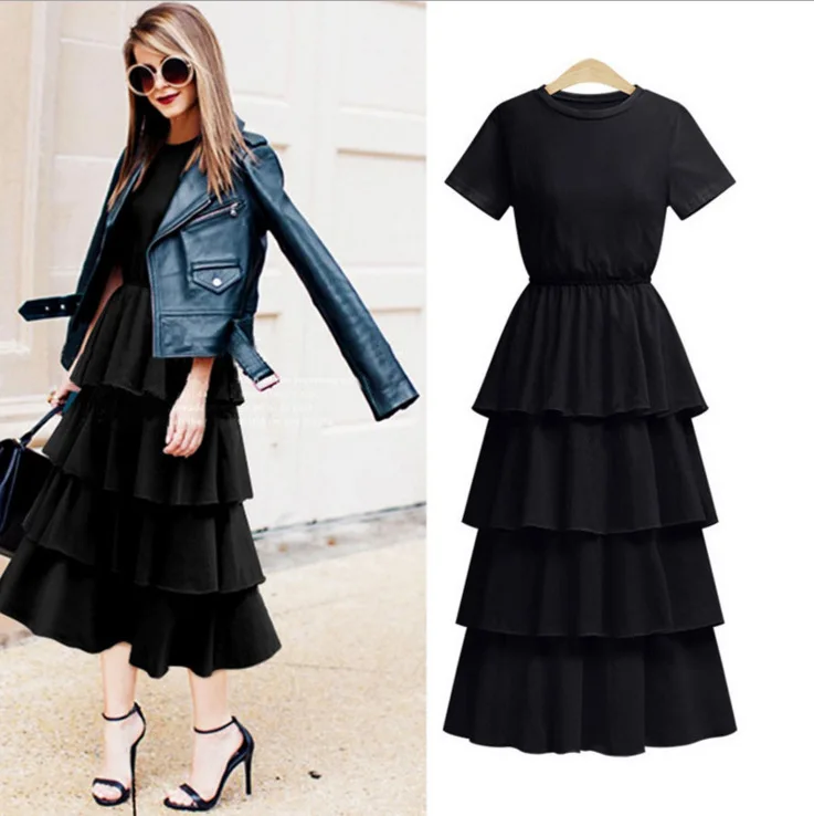 Summer Dress Elastic Waist Stitching Cake Layers Plus Size 5xl Short Sleeve Cotton Linen Elegant A Line Woman Dress 2018 Summer Summer Dress Elastic Waist Stitching Cake Layers Plus Size 5xl Short Sleeve Cotton Linen Elegant A Line Woman Dress 2018 Summer