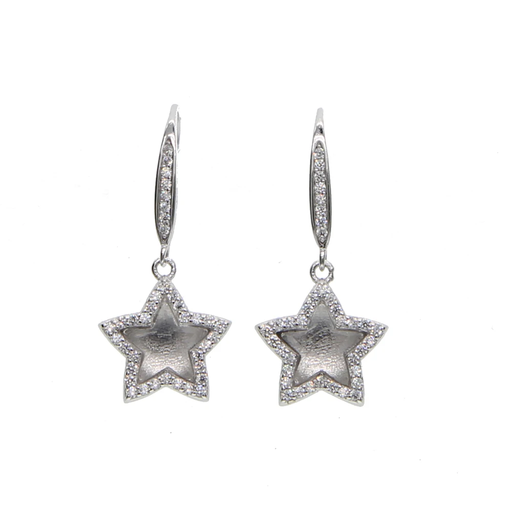 100% 925 sterling silver stamp 925 gold silver color star charm dangle cz star pendant hook fashion women girl earring (3)