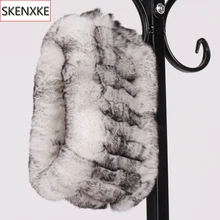 Зимний женский шарф из натурального меха, вязаный женский шарф из натурального кролика Рекс, меховые повязки на голову для девушек, эластичные теплые мягкие шарфы из меха кролика рекс