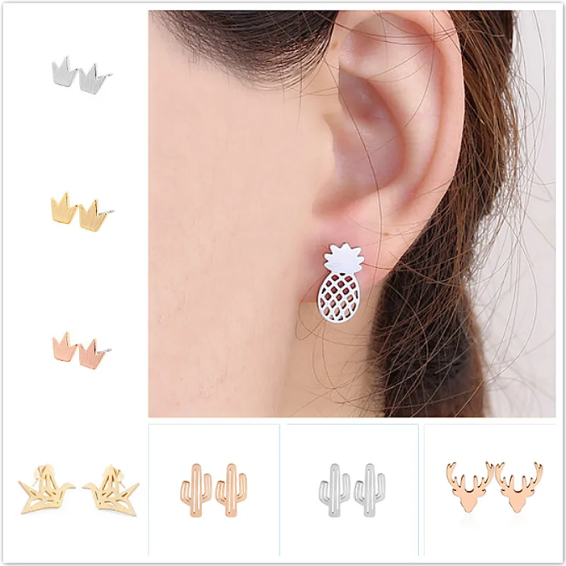 

Gold Silver Stud Earrings Metal Animal Women Jewelry