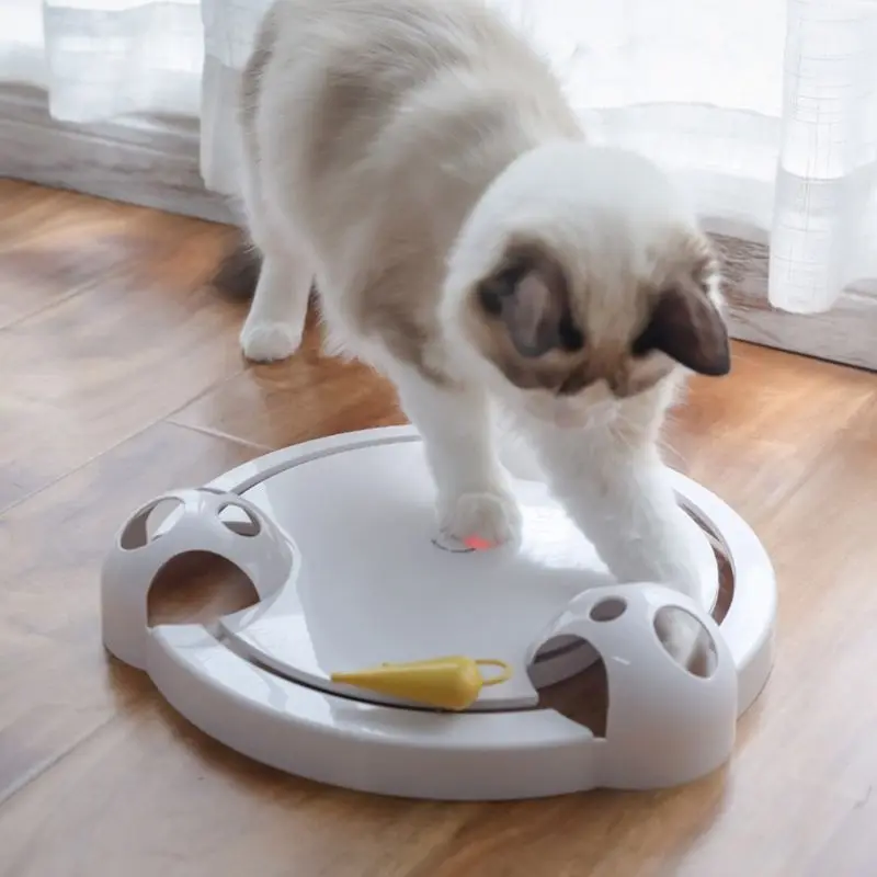 

Cat Teaser Electric Plate Pet Toys Kitten Puppy Artificial Mouse 360 Rotation Automatic Interactive Play Exercise Mice Catch Toy