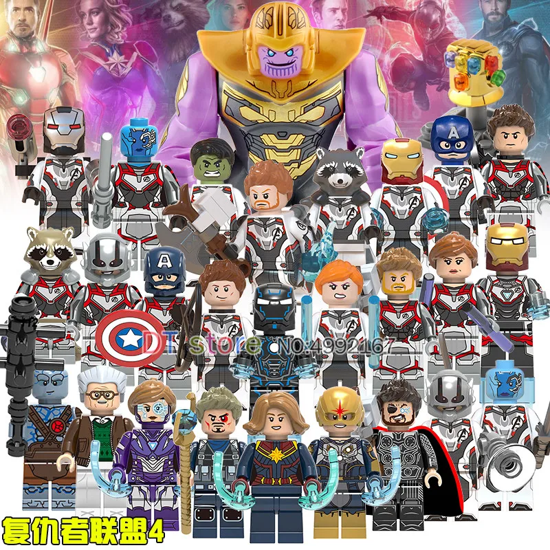 

50Pcs/Lot Avengers 4 Endgame Thanos Thor Rocket Raccoon War Machine Black Widow Nebula Legoing Building Blocks Kids Toys BR228