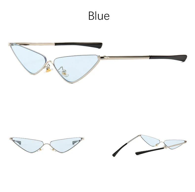 Новинка, модные брендовые дизайнерские солнцезащитные очки кошачий глаз, женские Ретро Винтажные маленькие кошачьи глаза, металлические прозрачные очки, треугольные солнцезащитные очки с УФ-защитой