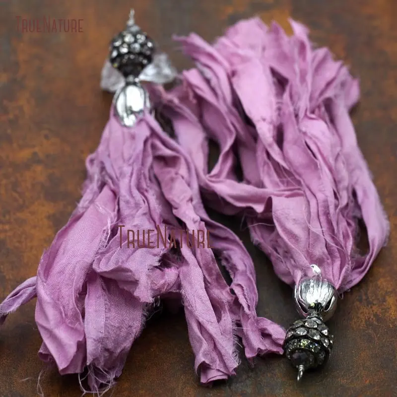 20171116-PT7549- Pave White Rhinestone Silver Finish Sari Silk Tassel-18mm-10g_2