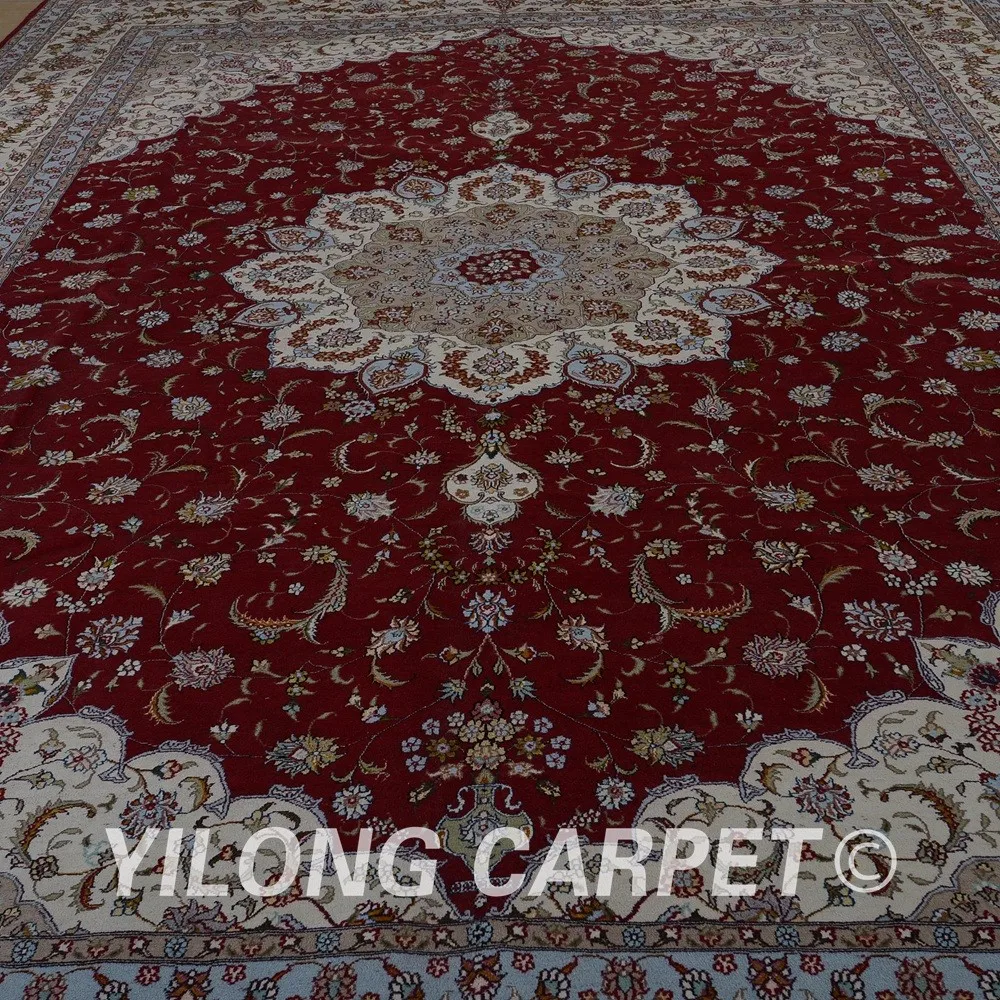 Yilong 10'x14 ручной работы шерстяные ковры красный ручной Изысканный современный казак шерстяной ковер (1507)