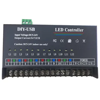 

DIY-USB LED Controller 12 Ways Autonomous Programming RGB LED Controller DC5-24V Programming Controller RGB LED Controller