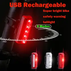 USB Перезаряжаемые велосипед светодиодный фонарь безопасности велосипедов Велоспорт Предупреждение задней лампы аксессуары велосипедов