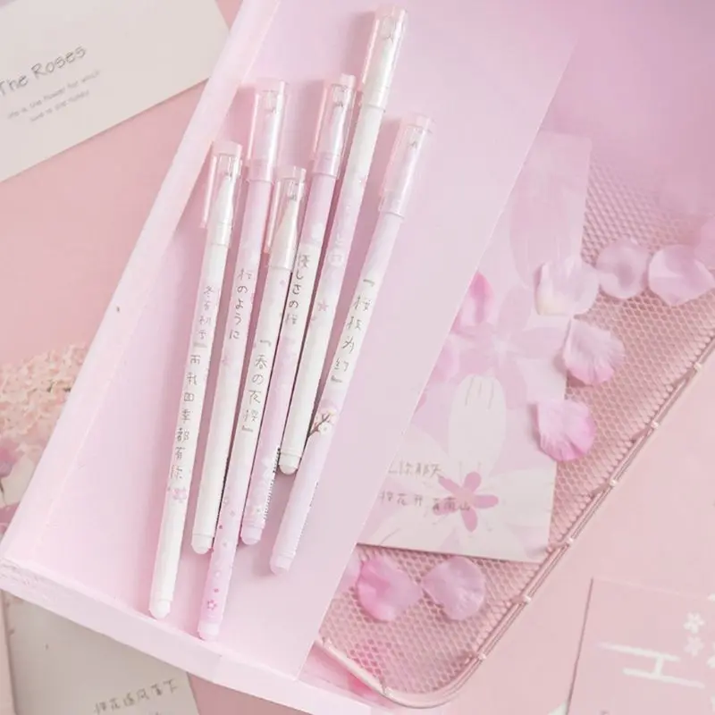 Cherry Blossom Gel Pen Creative Cute Student Writing Black Signature Pen Classmate Set Neutral Writing Pen Creative Stationery