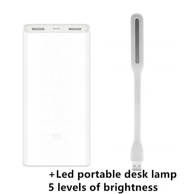 Внешний аккумулятор xiaomi QC3.0, Дополнительный внешний аккумулятор, 20000 мА/ч, портативное зарядное устройство, двойной USB, быстрая зарядка для iPhone, Sumsung, xiaomi - Цвет: LED light