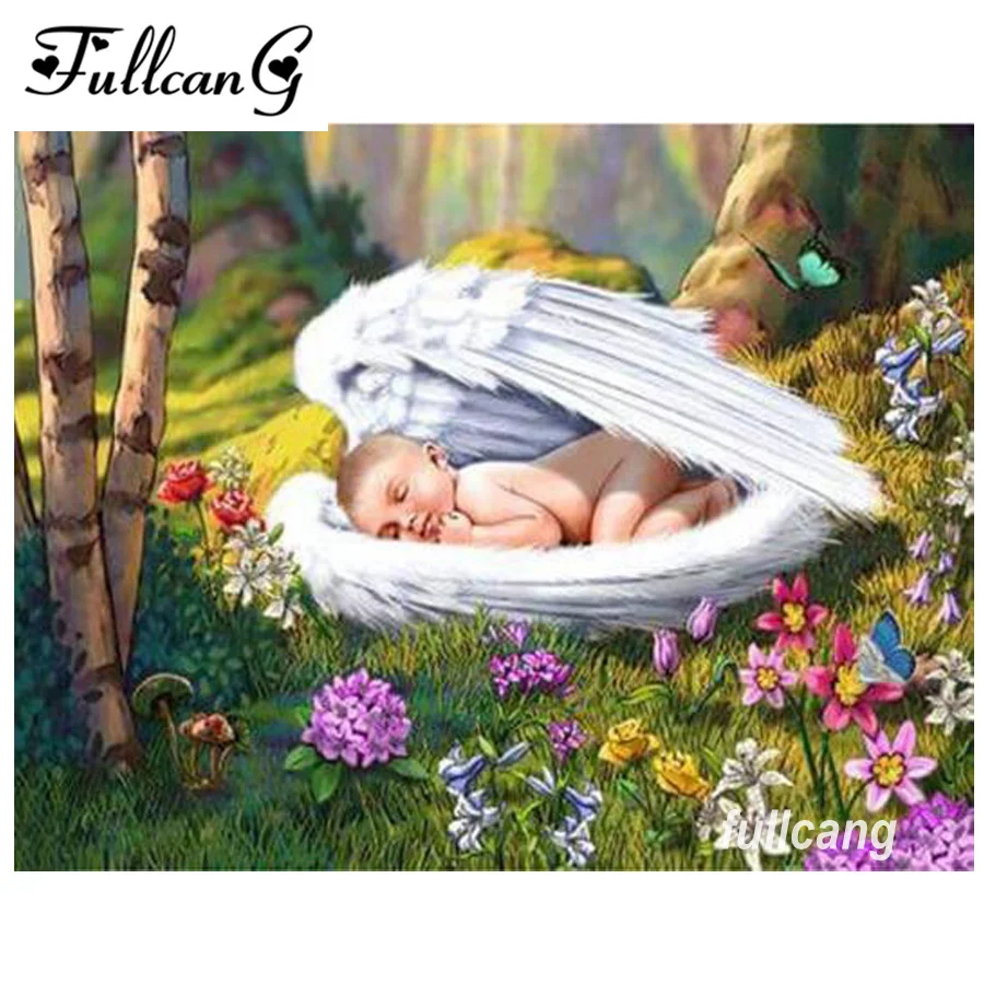 

FULLCANG diy diamond embroidery sleeping baby full square drill diamond painting cross stitch 5d diamond mosaic kits D642