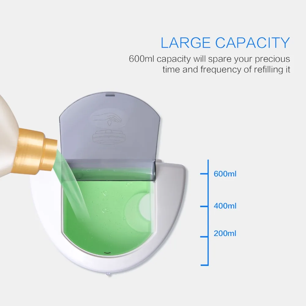 Kaufen Wand Montiert 600Ml ABS Automatische Flüssigkeit Seife Dispenser Bad Zubehör Smart Sensor Touchless Seife Spender für Hotel