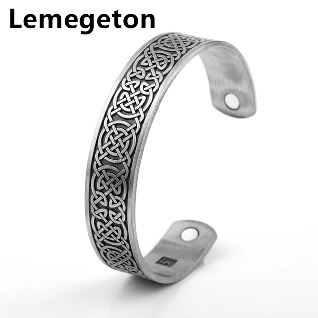 Lemegeton Magnetic Cuff Bracelet Arthritis Symptoms Pain Relief Zinc Lemegeton Magnetic Cuff Bracelet Arthritis Symptoms Pain Relief Zinc Alloy Antique Silver Tone Fashion Brand Jewelry