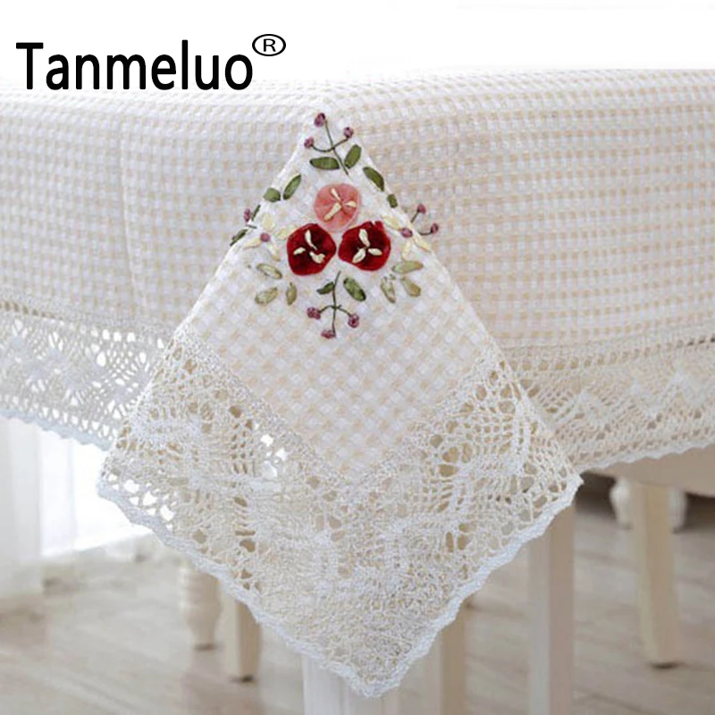 

Tablecloths for square tables dinning table cover floral tablecloths embroidery floral rectangular honeycomb cotton table cloth