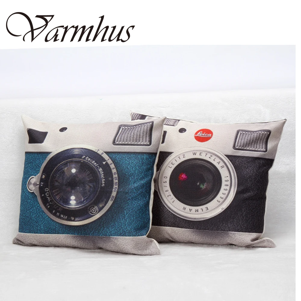 

Varmhus Europe Style Retro Vintage Camera Shape Throw Waist Pillow Case Durable Pillowcase Cover Home Textile Supplies