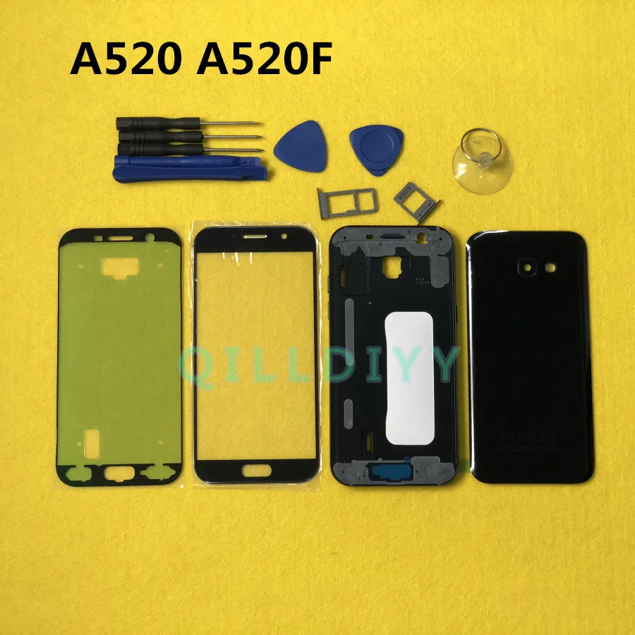 

Full Housing Case For Samsung Galaxy A5 2017 A520 A520F Middle Frame Battery door Cover + Front Glass Lens + tools