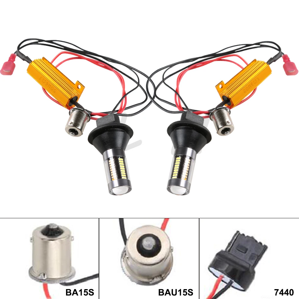 2x автомобильные T20 7440 66SMD двухцветные 1156 BA15S BAU15S лампы DC12v сигнальная лампа DRL