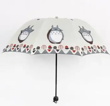 

10pcs/lot fedex fast free shipping Totoro Sunny Rainy Umbrella three folding cartoon totoro umbrella 6colors