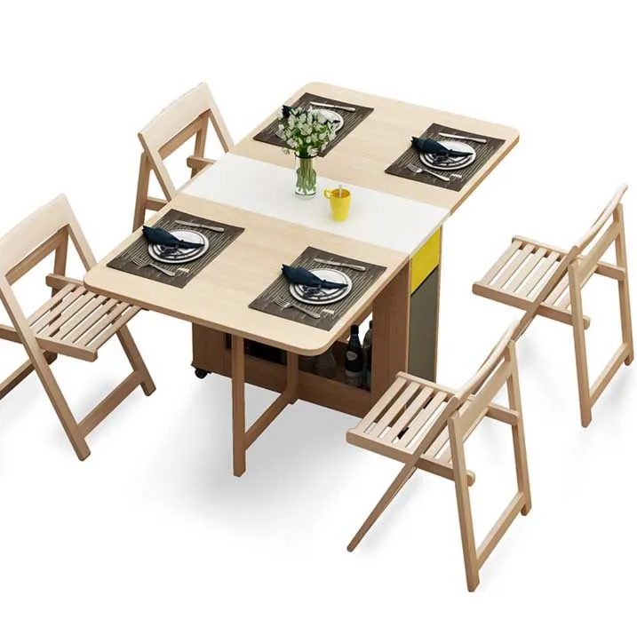 Multifunction Modern Simplicity Nordic Style Scalable movement Dinning Desk Folding Dining Room Table Chair Sets