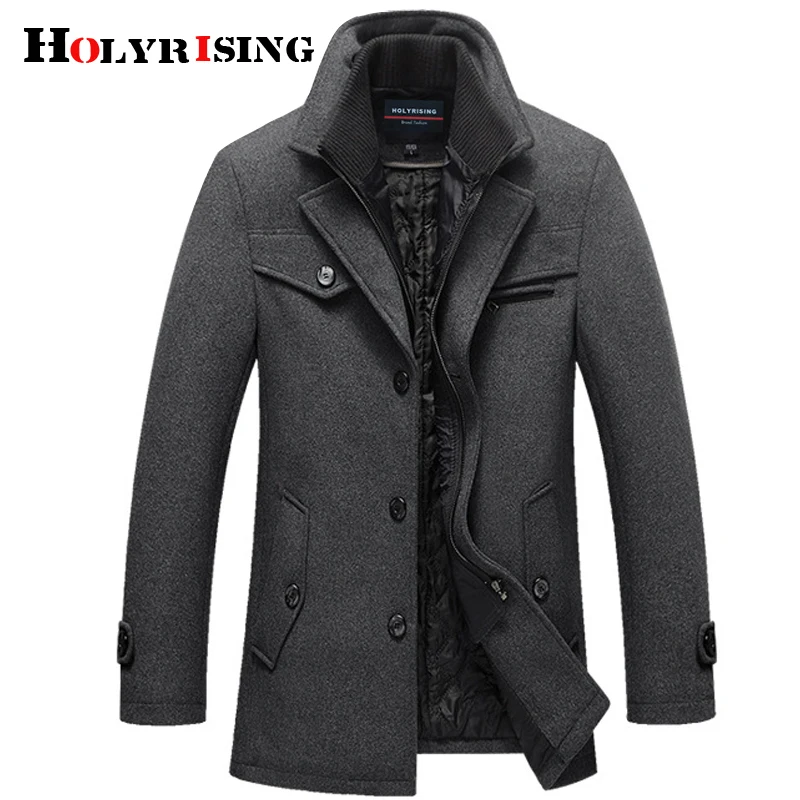 Holyrising мужское шерстяное пальто Толстые мужские и куртки теплые полупальто 5XL