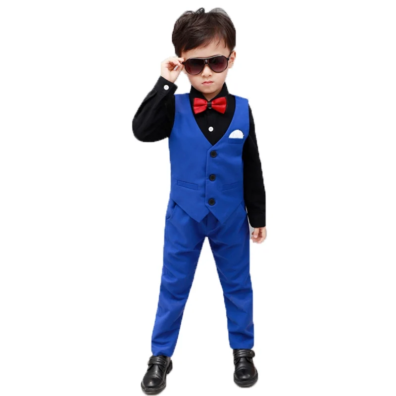 Boys Fashion Short Suits Vest Pants Set Kids Slim Fit 2pcs Suit Set For Boys Formal Classic Costume Wedding Birthday Party Suit