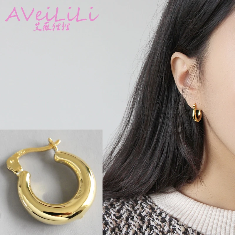 

925 sterling silver earrings jewelry Curved ingot circle Hoop Earrings white gold Yellow gold woman