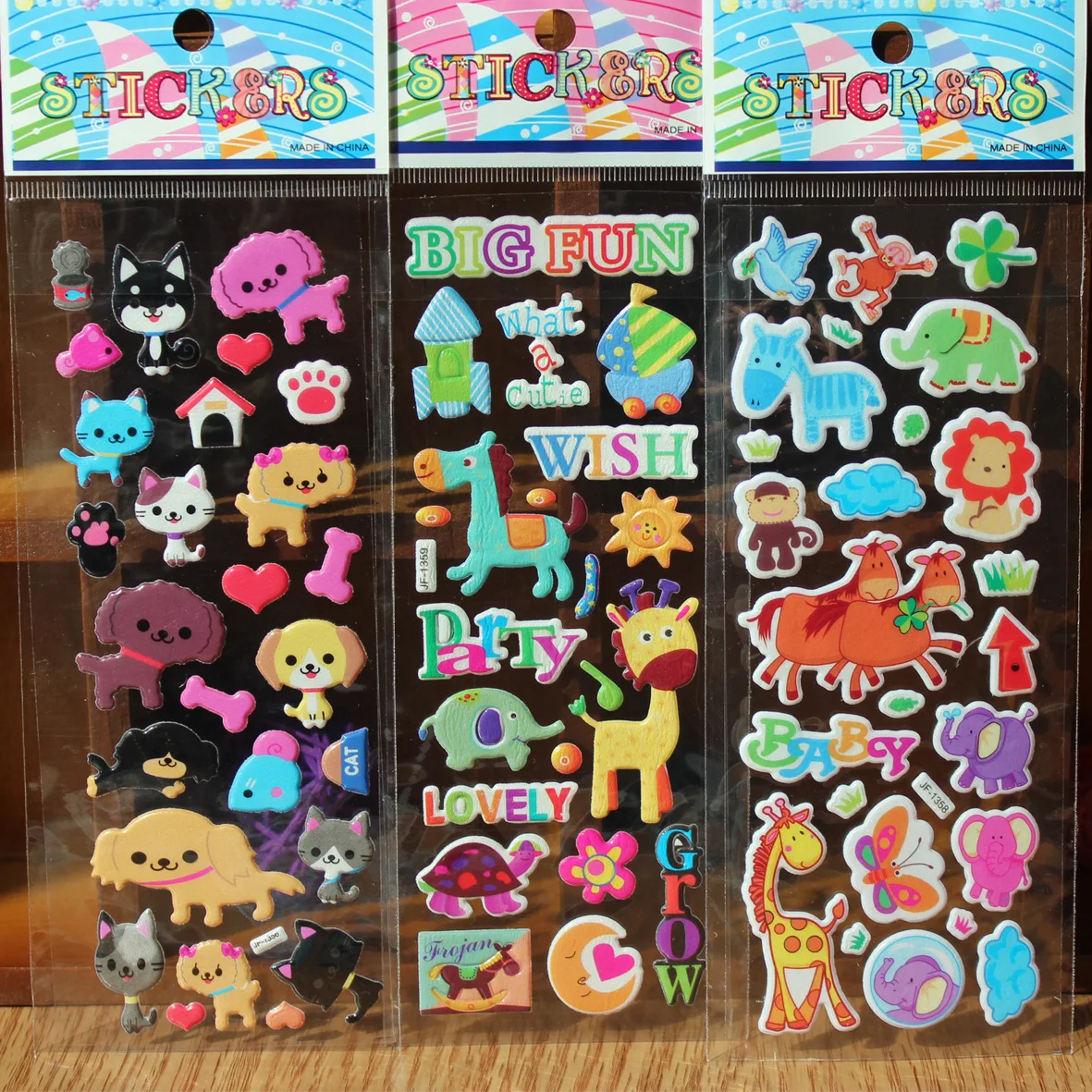 10pcs/lot Animals Zoo 3D Stickers Fashion Brand Kids Toys Cartoon Cute