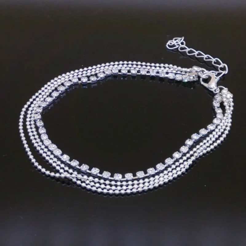 

2017 Women Anklet multi Silver Foot chain Jewelry Crystal Ankle bracelet Halhal Femme cheville bijoux pulseras tobilleras mujer