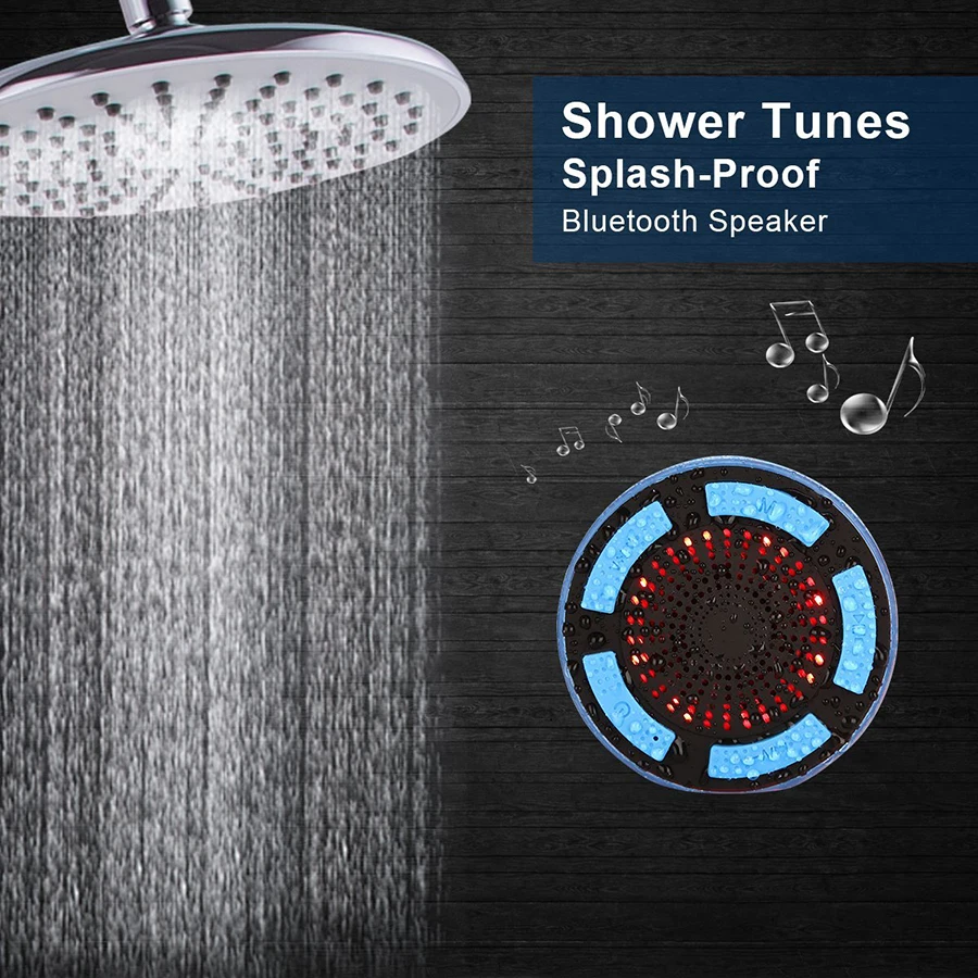 Портативный мини Bluetooth динамик водонепроницаемый FM радио светодиодный душ для